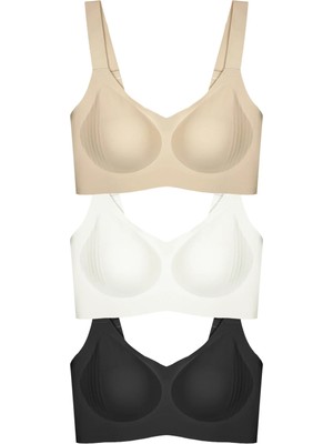 Cottonhill Seamless Bra - Curve | Lazer Kesim Dikişsiz Toparlayıcı Büyük Beden Kadın Sütyen 3'lü Paket-2
