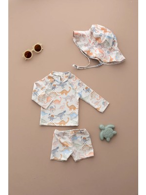 Lollie Baby&Kids Uv Korumalı Mayo Şapka Takım Bebek & Çocuk - Dinozorlar