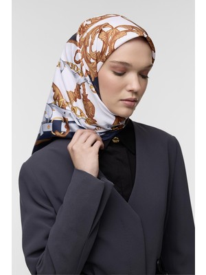 QEF Desenli Twill Ipek Eşarp Monika