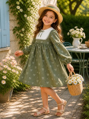 tinytrends Kız Çocuk Classy Yaka Detaylı Elbise Bayramlık