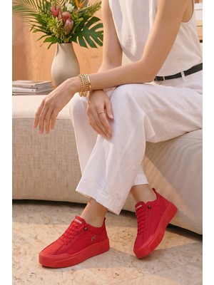 Stilbagshoes Lastik Bağcık Detaylı Comfort Kadın Spor Ayakkabı 2026SBSY0004 Kırmızı