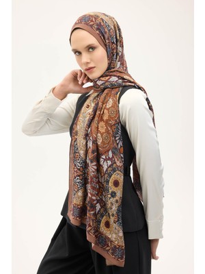 Silk Home Urban Hours Floral Motif Desen Sütlü Kahve Mayda Şal 190X70