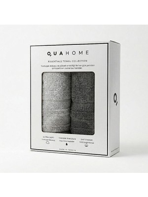 Qua Home Senza %100 Pamuk 2li Yüz Havlusu Antrasit Gri Kutu 50X80 cm