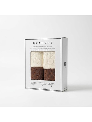 Qua Home Velune %100 Pamuk 4lü El Havlusu Kahve Ekru Kutu 30X50 cm