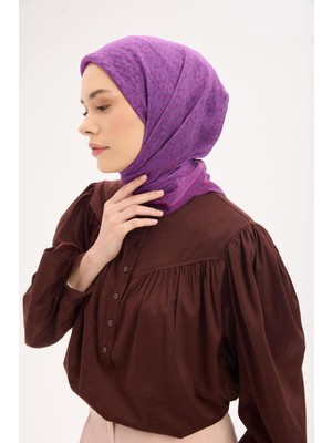 Silk Home Olinda Eşarp Yonca Desen Mor 90X90