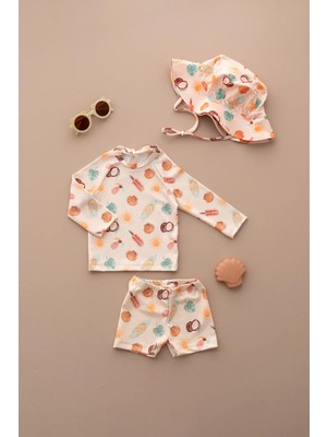 Lollie Baby&Kids Uv Korumalı Mayo Şapka Takım Bebek & Çocuk - Hawaii