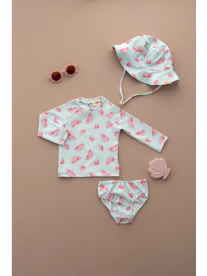Lollie Baby&Kids Uv Korumalı Mayo Şapka Takım Bebek & Çocuk - Watermelon