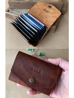 Alesta Leather Atelier (Isim Yazıyoruz) Akordeon Kartlık - Hakiki Deri El Yapımı