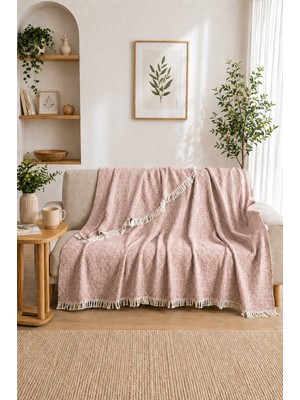 Siena Pudra Koltuk Örtüsü Şalı 170X210 cm Saçaklı
