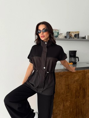 Cey Moda Kadın Modal Kumaş Stoperli Paraşüt Detaylı Çıt Çıtlı Cepli Takım