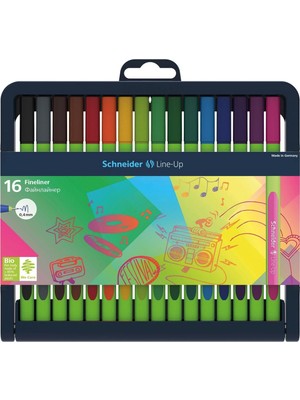 Schneider Link-It Bio-Plastik Fineliner 0.4 mm 16 Renk Tam Boy Keçe Uçlu Kalemler Seti