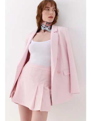 Pileli Şortlu Etek Pembe
