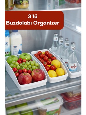 Porsima Org-49-P 3lü Çok Amaçlı Plastik Dolap Içi Düzenleyici Saklama Kutusu Organizer Sepet - Beyaz