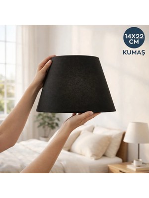 Homing 22 cm Kumaş Abajur Başlığı Siyah