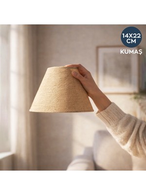 Homing 22 cm Natürel Kumaş Abajur Başlığı Ev ve Ofis Kullanımı İçin Modern Tasarım