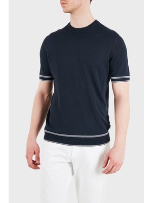 Boss Keten Karışımlı Regular Fit Bisiklet Yaka T Shirt Erkek T Shirt 50560491 404