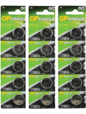 GP 15 Adet 3 Volt CR2016 Lityum Düğme Para PIL(DL2016 Bios-Kepenk-Kumanda-Hesap Makinesi Lithum Pili