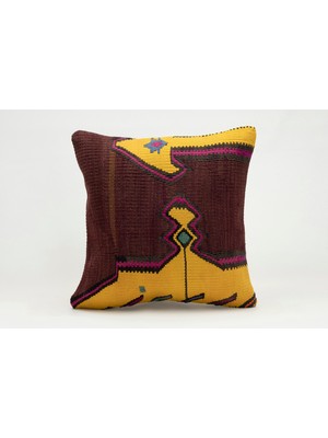 Kilim Wholesale El Yapımı Kilimden Yapılmış Vintage Kırlent Kılıfı, Yün, 40X40 cm