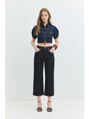 Denim Trip Relaxed Straight Fit Rinse Koyu Indigo Kadın Jean Pantolon