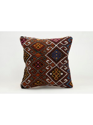 Kilim Wholesale El Yapımı Kilimden Yapılmış Vintage Kırlent Kılıfı, Yün, 40X40 cm