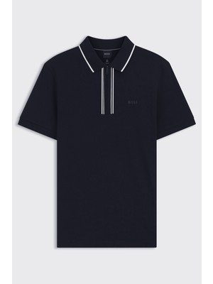 Boss Logolu Pamuklu Slim Fit Yaırım Fermuarlı Polo Erkek Polo 50555698 404