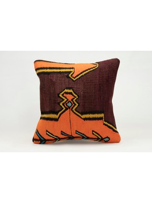 Kilim Wholesale El Yapımı Kilimden Yapılmış Vintage Kırlent Kılıfı, Yün, 40X40 cm