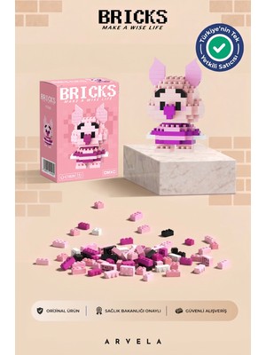 Arvela Bricks Piglet Karakteri - Eğitici Oyuncak Figür - Orijinal