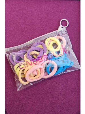 Cinderella 25'li Esnek Dayanıklı Günlük Kadın Renkli Lastik Toka Seti 4.5cm - Yumuşak Lastikli Saç Tokası