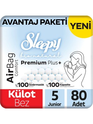 Sleepy Bio Natural Premium Plus Airbag Comfort Avantaj Paketi Külot Bez 5 Numara Junior 80 Adet