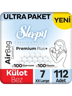 Sleepy Bio Natural Premium Plus Airbag Comfort Ultra Paket Külot Bez 7 Numara Xxlarge 112 Adet
