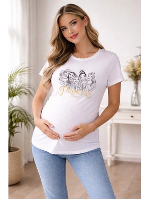 Hamile Önü Baskılı Pamuklu Kumaş Tshirt
