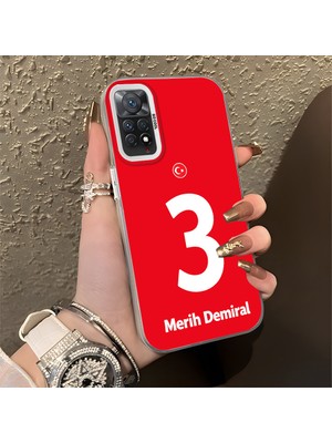 HONTINGA Xiaomi Redmi Note 11 Pro ile Uyumlu Kılıfı Silikon Kenar Sert Arka Düşüme Önleyici Basitlik Anti Düşme Kamera Korumali Dünya Kupası 3 Numara Merih Demiral Desen Telefon Kılıfı K1-1206