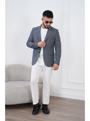 Dupont Erkek Keten Blazer Ceket Slim Fit Yazlık Nefes Alabilir