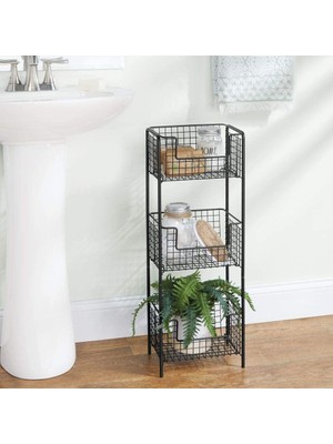 Go Dekor 3 Katmanlı Dikey Banyo Raf Ünitesi Modern Tasarım Dayanıklı Çelik 73 cm Yükseklik