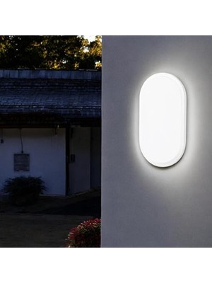 Skygo 20W Oval Beyaz LED Armatür – IP65 Su Geçirmez Tavan/duvar Lambası, 6500K Beyaz Işık, 2000 Lümen, 27X16.7 Cm, Iç ve Dış Mekan Kullanıma Uygun, Banyo Balkon Bahçe Aydınlatması