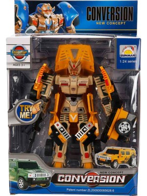 Sunman Sarı Hummer 1:24 Sesli ve Işıklı Dönüşebilen Robot 22 cm