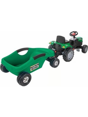 Power Pedallı Big Trolley Traktör Yeşil-Pls