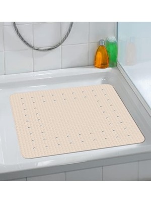 Skygo Mirasol Banyo Paspası Bej 54 x 54 cm Vantuzlu Kaymaz Duş Paspası Bej