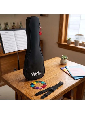 Midex CS-21A Soprano Ukulele Kılıfı Siyah Renkli Dayanıklı Koruma ve Askı ile Türkiye Menşeli