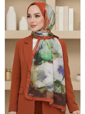 Hadiora Kadın Turuncu Çiçek Desenli Soft Şal