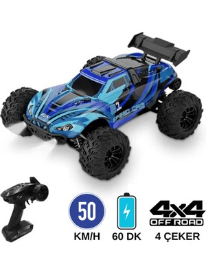 Giffy Uzaktan Kumandalı 50 Km/hız Yapan Rc Araba, Suv 4x4 Full Iç Metal Kasa Şarjlı Fonksiyonlu Dev Araba Mor ve Mavi