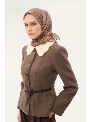 Silk Home Tencel Monare Eşarp Papatya Desen Mocha Mouse 90X90