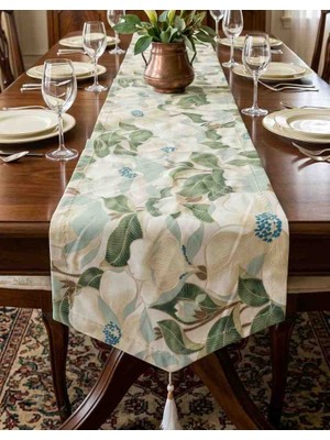 ​yarımada Kadın Kooperatifi Duck Keten Runner - Piko Nakışlı & Püsküllü (45X130 Cm)