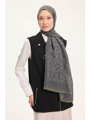 Silk Home Tencel Monare Şal Koyu Lacivert Etnik Desen 75X195