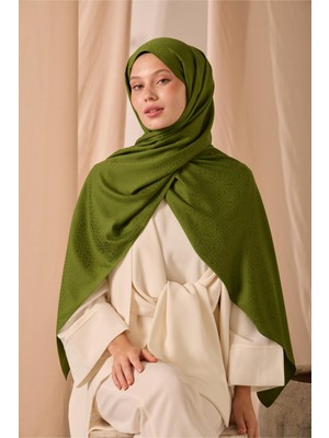 Silk Home Deluxe Şal Çimen Yeşili Jakarlı Tok Duruşlu Viskon Karışımlı 75X190