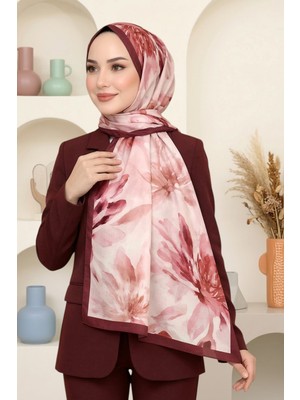 Hadiora Kadın Bordo Çiçek Desenli Soft Şal