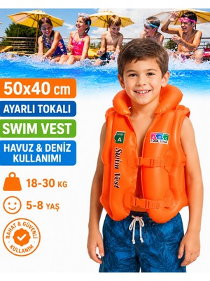 LRS Store A+ 5-8 Yaş Çocuk Şişme Can Yeleği 50X40 cm Yüksek Kalite Havuz Deniz Yüzme Yelek 18-30 kg Taşıma