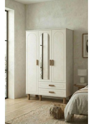 İNDEPPO Bohem 3 Kapaklı 2 Çekmeceli Gardırop (120 cm - Aytaşı)