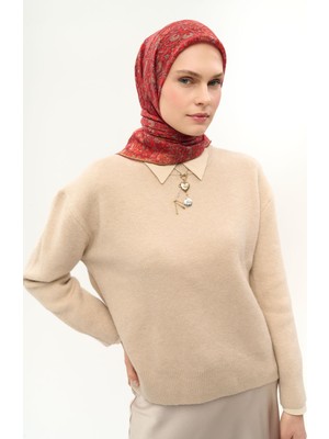Silk Home Tencel Monare Eşarp Saray Baharı Desen Bordo 90X90