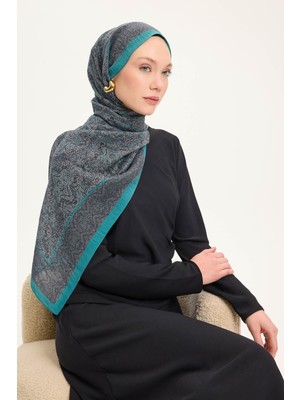 Silk Home Tencel Monare Şal Petrol Mavi Etnik Desen 75X195